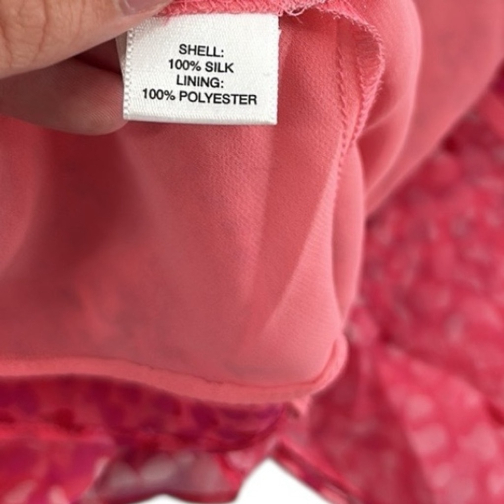 Ann Taylor silk blouse Pink Pattern Flowy v neck flattering top sz xl - Picture 11 of 11